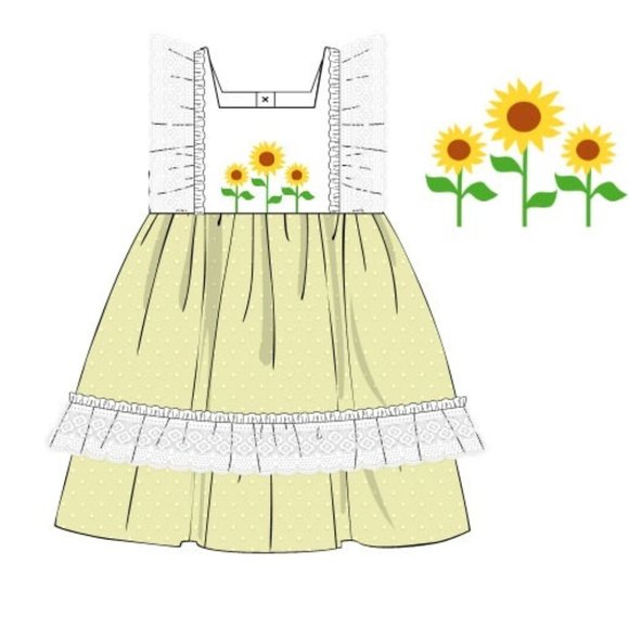 Hand Embroidered Sunflower Dress